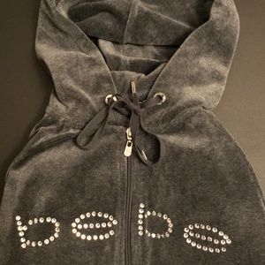 Bebe Women Velour Heather Grey Jacket